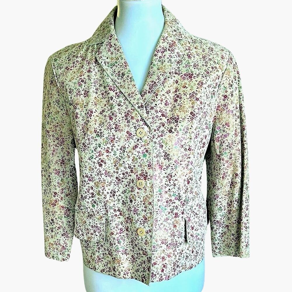 Floral Metallic Leather Jacket, 80's MINT condition, very unique